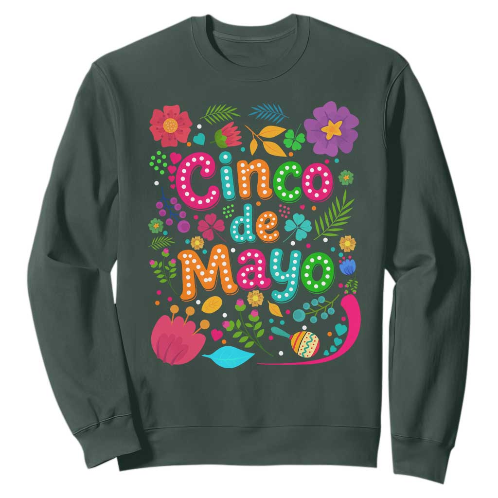 Cinco de Mayo Sweatshirt Funny Mexican Fiesta TS14 Dark Forest Green Print Your Wear