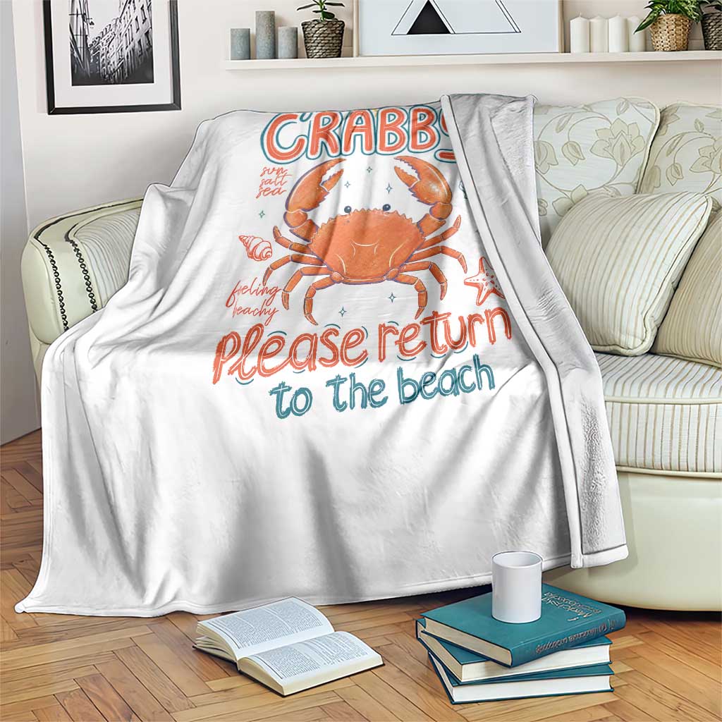 If Crabby Please Return To The Beach Throw Blanket Funny Crab Summer Vacatiion TS14 Print Your Wear