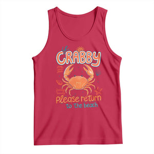 If Crabby Please Return To The Beach Tank Top Funny Crab Summer Vacatiion TS14 Red Print Your Wear