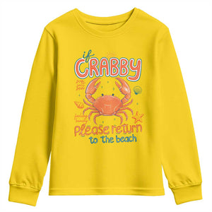If Crabby Please Return To The Beach Youth Sweatshirt Funny Crab Summer Vacatiion TS14 Daisy Print Your Wear