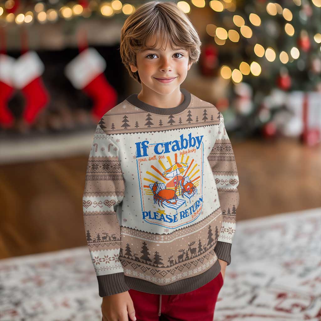 If Crabby Please Return To The Beach Ugly Christmas Sweater Funny Summer Crab TS14 Mocha Mousse Print Your Wear