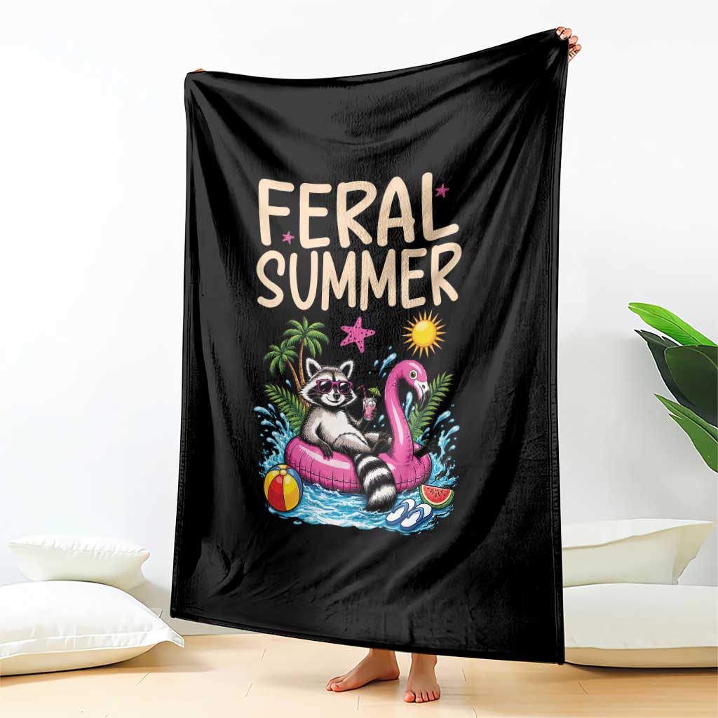 Funny Beach Raccoon Throw Blanket Feral Summer Vacation Gift TS14 Print Your Wear