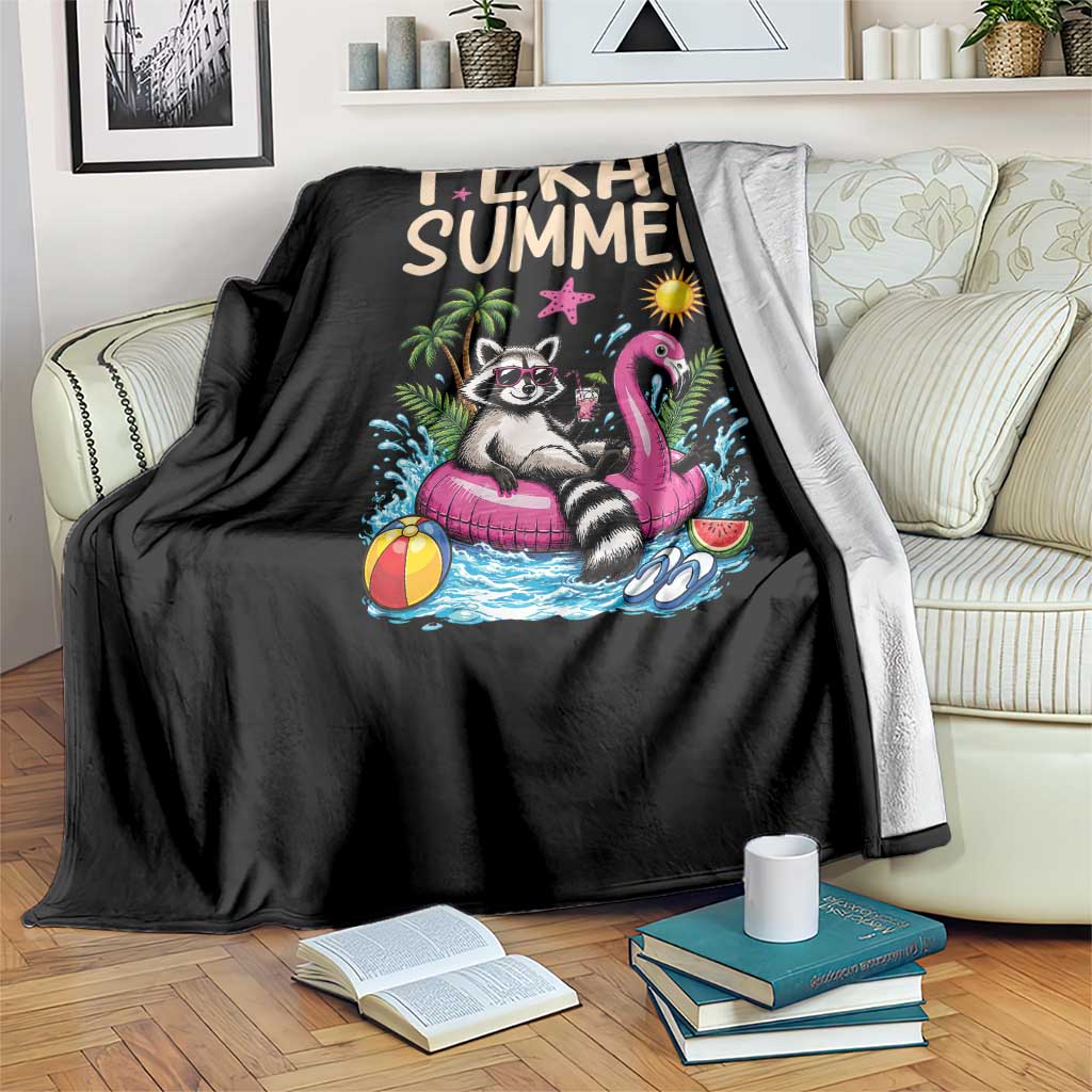 Funny Beach Raccoon Throw Blanket Feral Summer Vacation Gift TS14 Print Your Wear