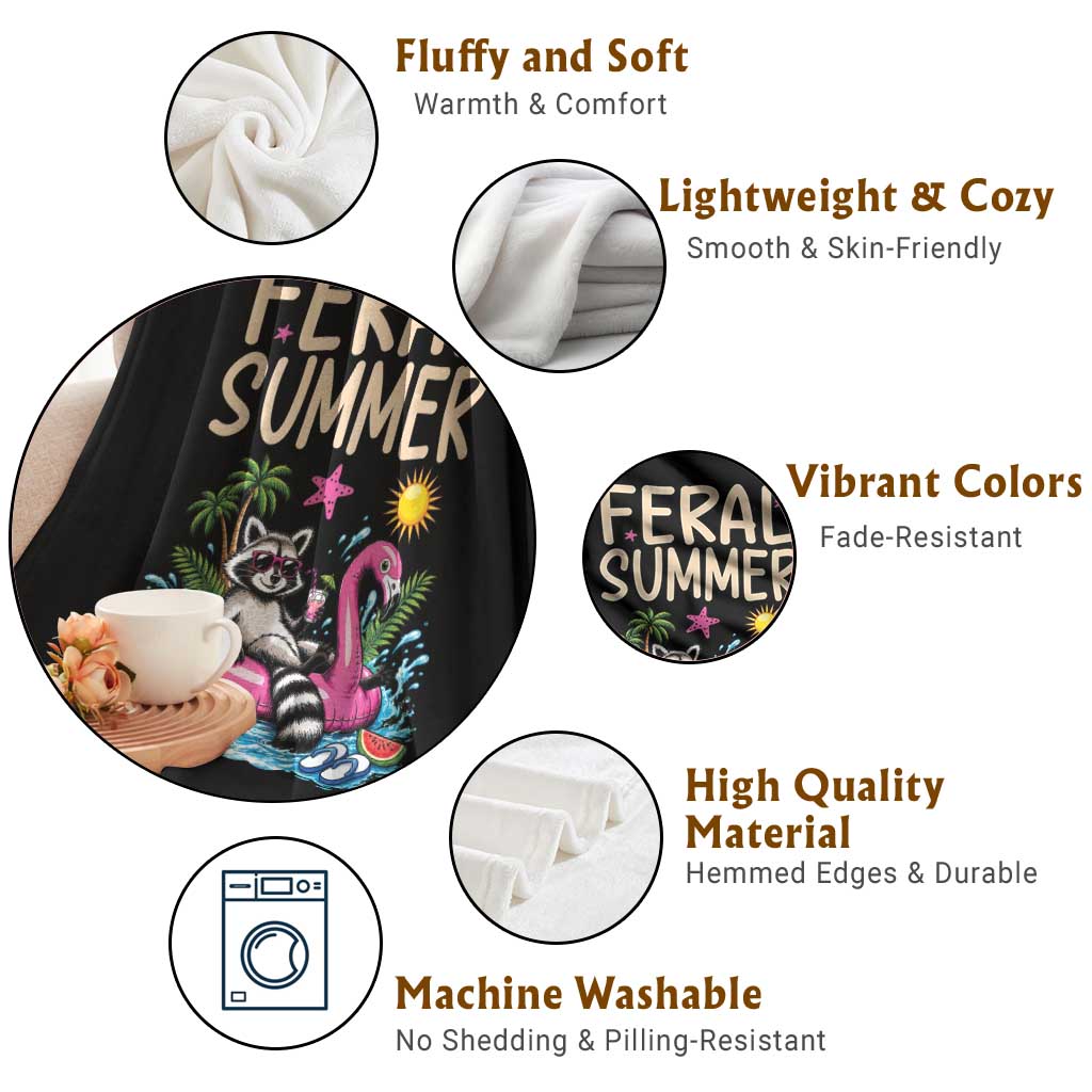 Funny Beach Raccoon Throw Blanket Feral Summer Vacation Gift TS14 Print Your Wear