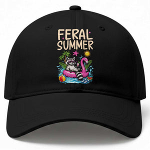 Funny Beach Raccoon Baseball Cap Feral Summer Vacation Gift TS14 Print Your Wear