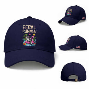 Funny Beach Raccoon Baseball Cap Feral Summer Vacation Gift TS14 Baseball Cap Universal Fit Dark Blue Print Your Wear