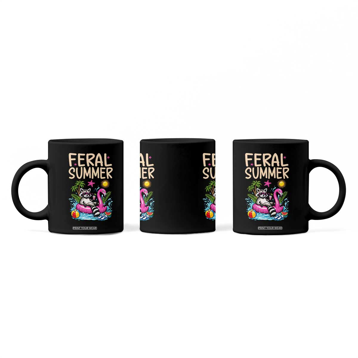 Funny Beach Raccoon Coffee Mug Feral Summer Vacation Gift TS14 Print Your Wear