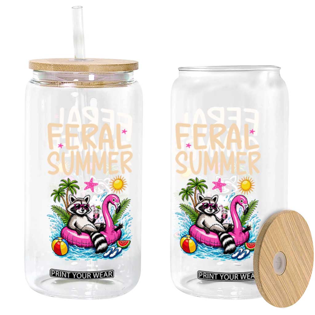 Funny Beach Raccoon Glass Can Feral Summer Vacation Gift TS14 Print Your Wear