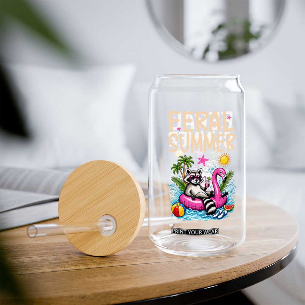 Funny Beach Raccoon Glass Can Feral Summer Vacation Gift TS14 Print Your Wear