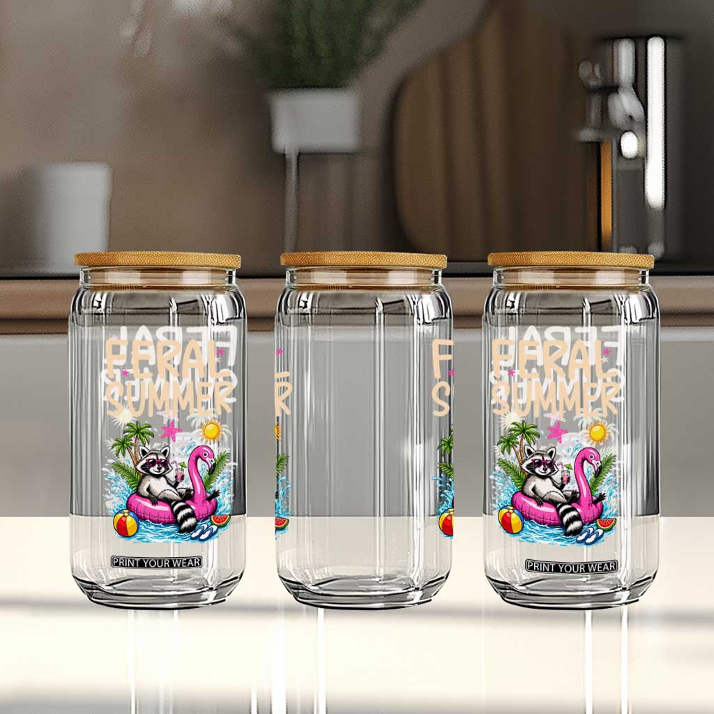 Funny Beach Raccoon Glass Can Feral Summer Vacation Gift TS14 Print Your Wear