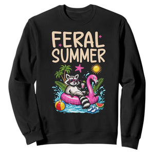 Funny Beach Raccoon Sweatshirt Feral Summer Vacation Gift TS14 Black Print Your Wear