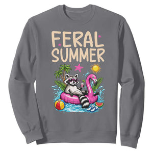 Funny Beach Raccoon Sweatshirt Feral Summer Vacation Gift TS14 Charcoal Print Your Wear