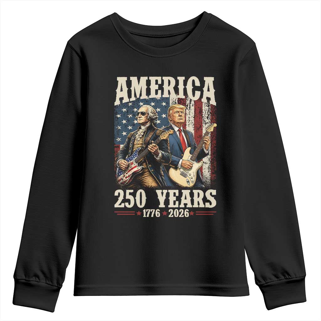 250 Years America Anniversary Youth Sweatshirt Vintage President Playing Guitar 4th of July TS14 Black Print Your Wear