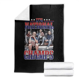 1776 National Champs Throw Blanket Funny Founding Father USA 250th Anniversary TS14 Black Print Your Wear