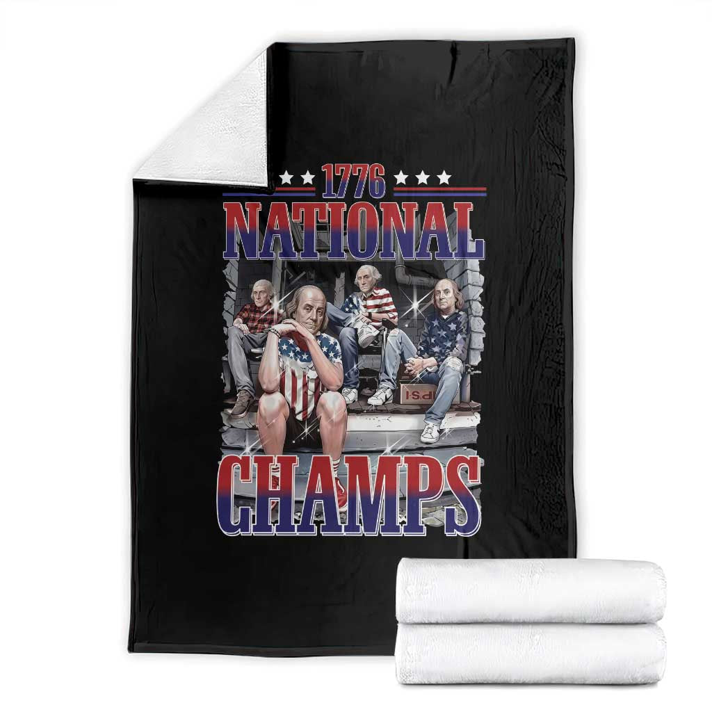1776 National Champs Throw Blanket Funny Founding Father USA 250th Anniversary TS14 Black Print Your Wear