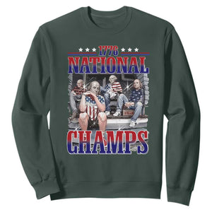 1776 National Champs Sweatshirt Funny Founding Father USA 250th Anniversary TS14 Dark Forest Green Print Your Wear
