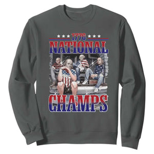 1776 National Champs Sweatshirt Funny Founding Father USA 250th Anniversary TS14 Dark Heather Print Your Wear