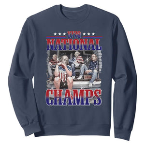 1776 National Champs Sweatshirt Funny Founding Father USA 250th Anniversary TS14 Navy Print Your Wear