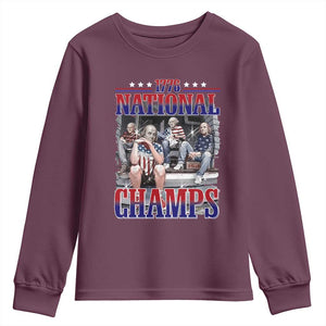 1776 National Champs Youth Sweatshirt Funny Founding Father USA 250th Anniversary TS14 Maroon Print Your Wear