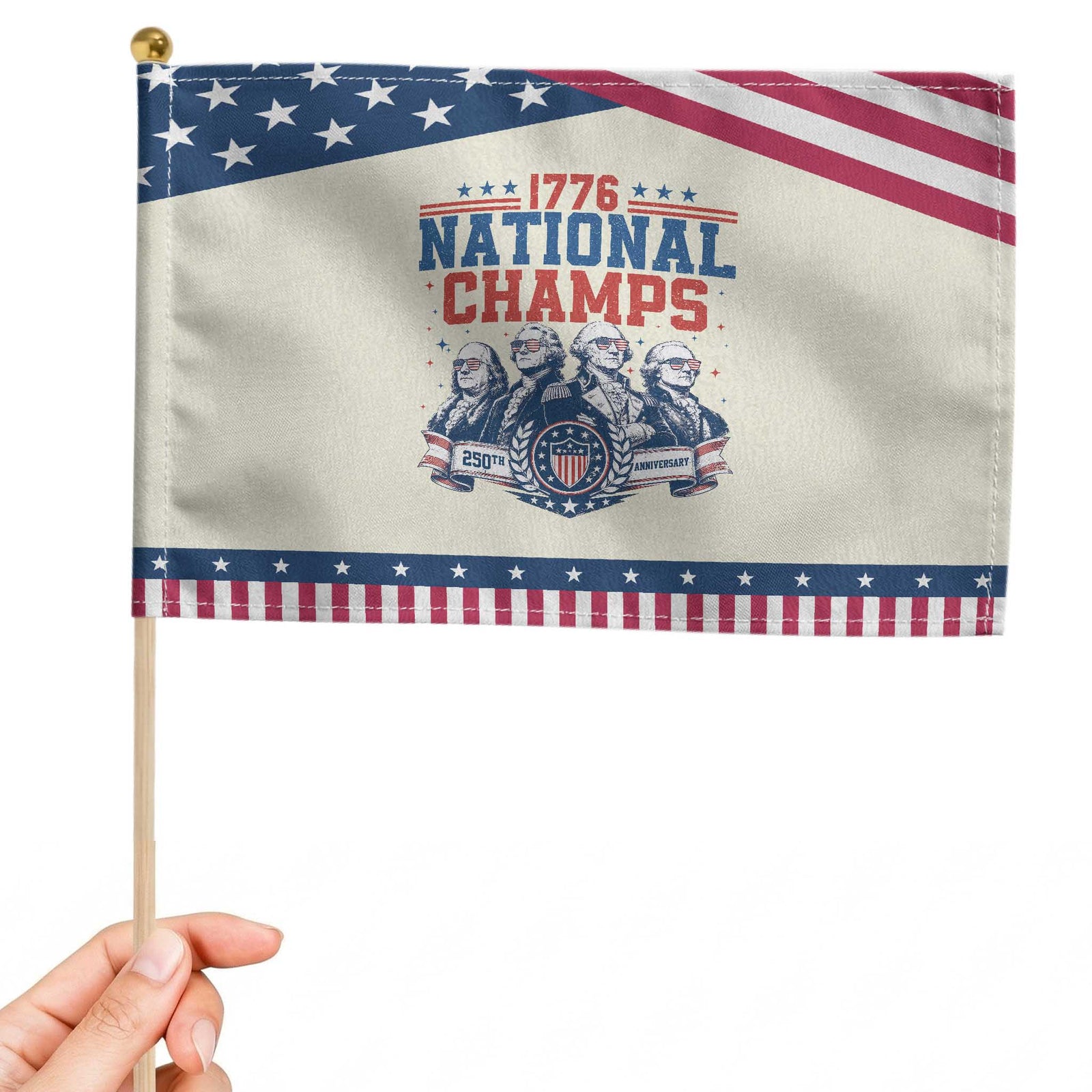 1776 National Champs Patriotic Handheld Flag Funny Founding Fathers Sunglasses Patriotic 4th of July TS14 Modern 8.2