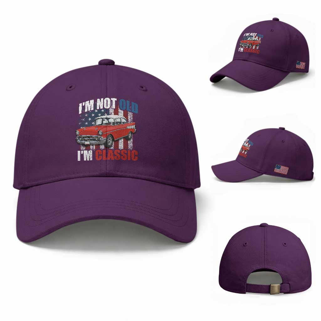 I'm Not Old I'm Classic Baseball Cap American Classic Collector Car US Flag TS14 Baseball Cap Universal Fit Purple Print Your Wear