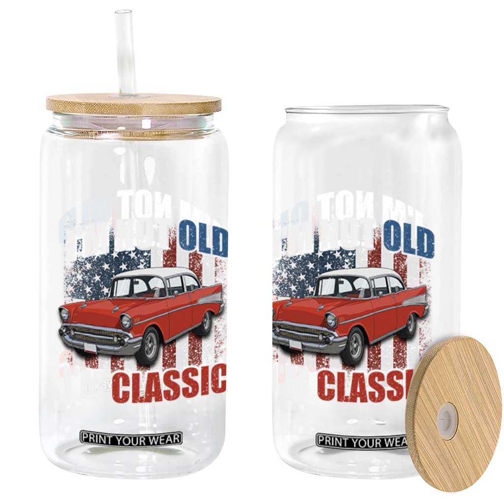 I'm Not Old I'm Classic Glass Can American Classic Collector Car US Flag TS14 Print Your Wear