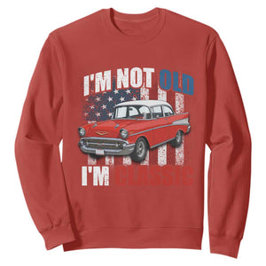 I'm Not Old I'm Classic Sweatshirt American Classic Collector Car US Flag TS14 Red Print Your Wear