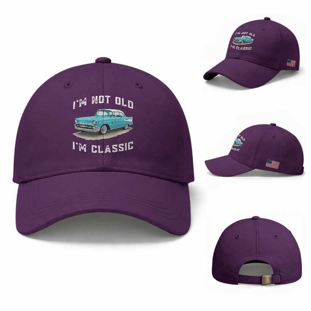 I'm Not Old I'm Classic Baseball Cap Vintage 1957 Turquoise Classic Car TS14 Baseball Cap Universal Fit Purple Print Your Wear