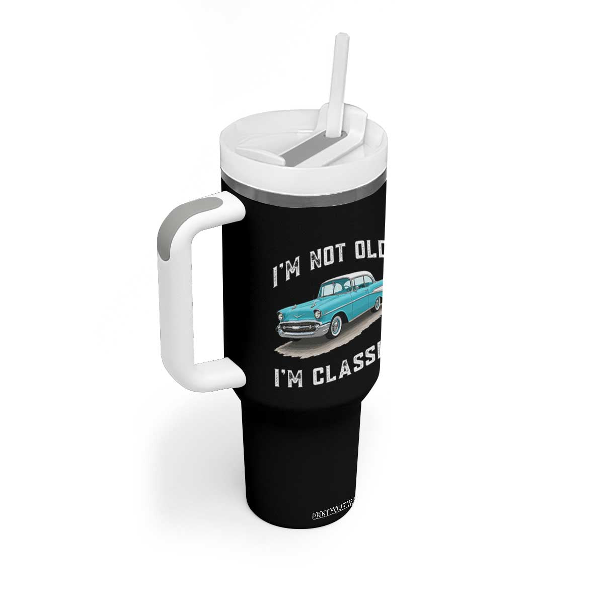 I'm Not Old I'm Classic Tumbler With Handle Vintage 1957 Turquoise Classic Car TS14 Print Your Wear
