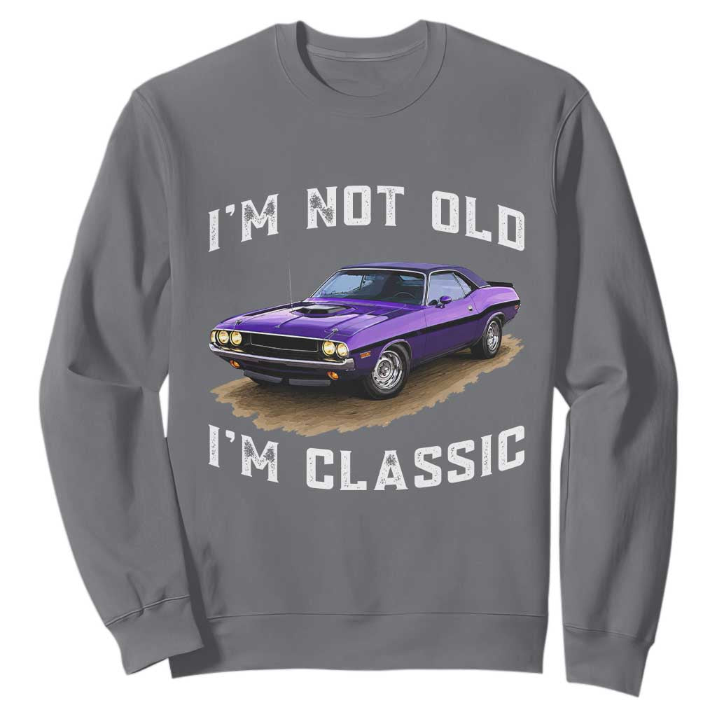 I'm Not Old I'm Classic Sweatshirt Vintage 1970 Purple Classic Muscle Car TS14 Charcoal Print Your Wear