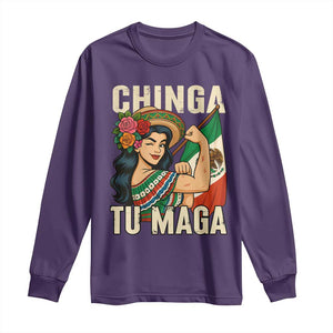 Chinga Tu Maga Protest Long Sleeve Shirt Funny Mexican Women TS14 Purple Print Your Wear