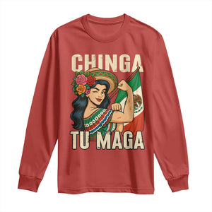 Chinga Tu Maga Protest Long Sleeve Shirt Funny Mexican Women TS14 Red Print Your Wear