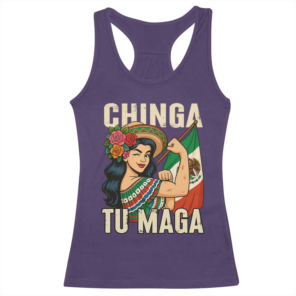 Chinga Tu Maga Protest Racerback Tank Top Funny Mexican Women TS14 Purple Print Your Wear