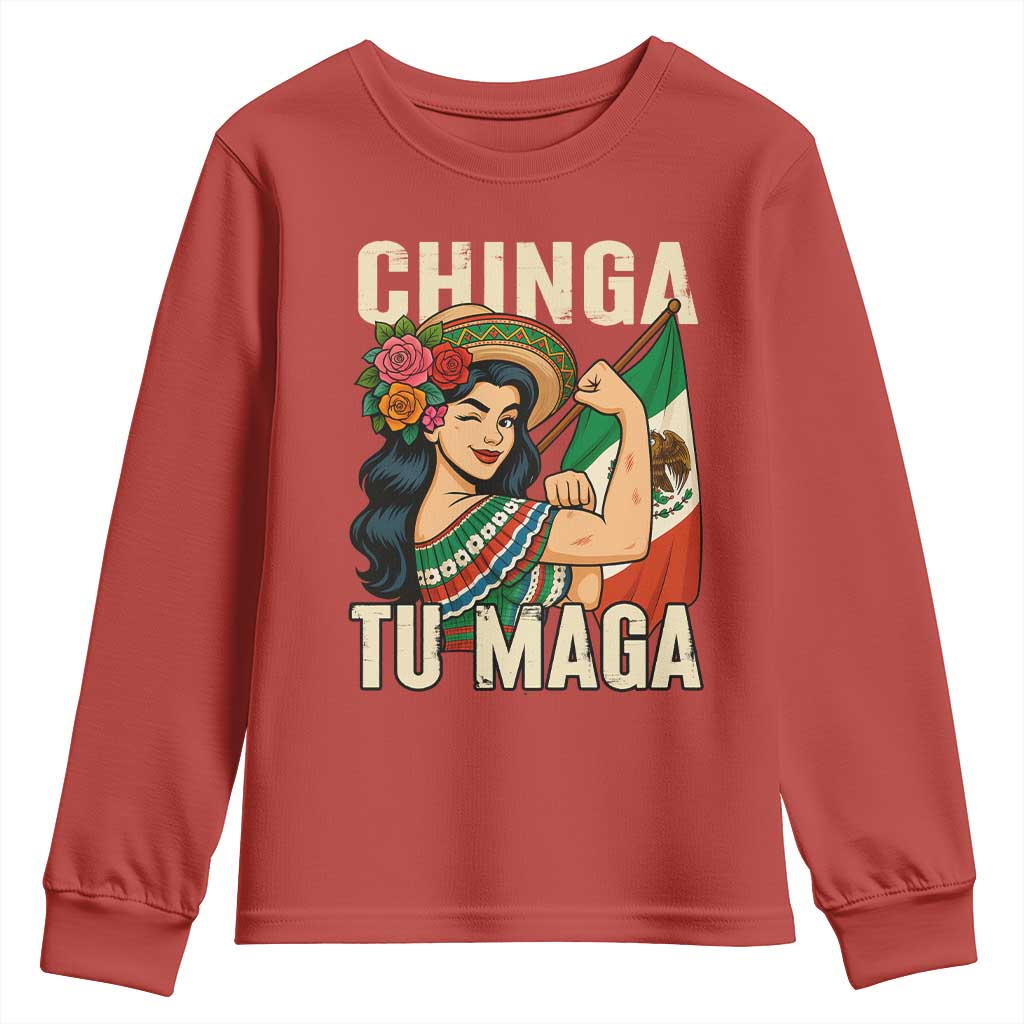 Chinga Tu Maga Protest Youth Sweatshirt Funny Mexican Women TS14 Red Print Your Wear