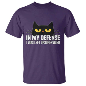 Sarcastic Black Cat T Shirt In My Defense I Was Left Unsupervised TS14 Purple Print Your Wear