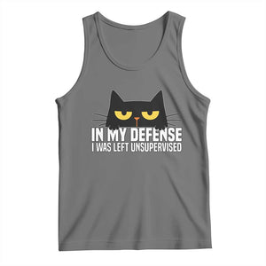 Sarcastic Black Cat Tank Top In My Defense I Was Left Unsupervised TS14 Black Heather Print Your Wear