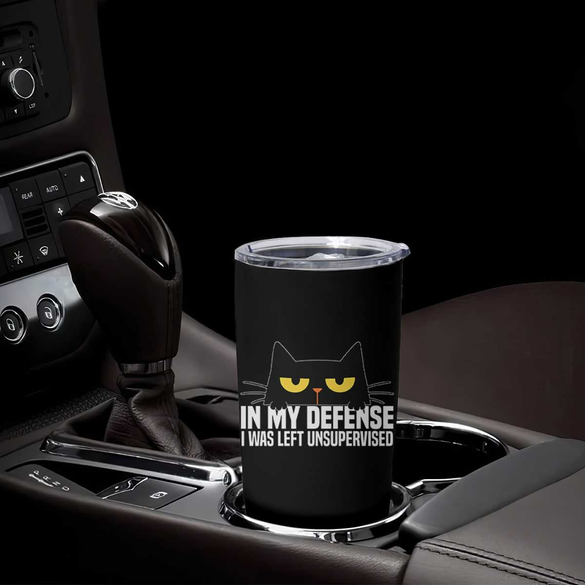 Sarcastic Black Cat Tumbler Cup In My Defense I Was Left Unsupervised TS14 Print Your Wear