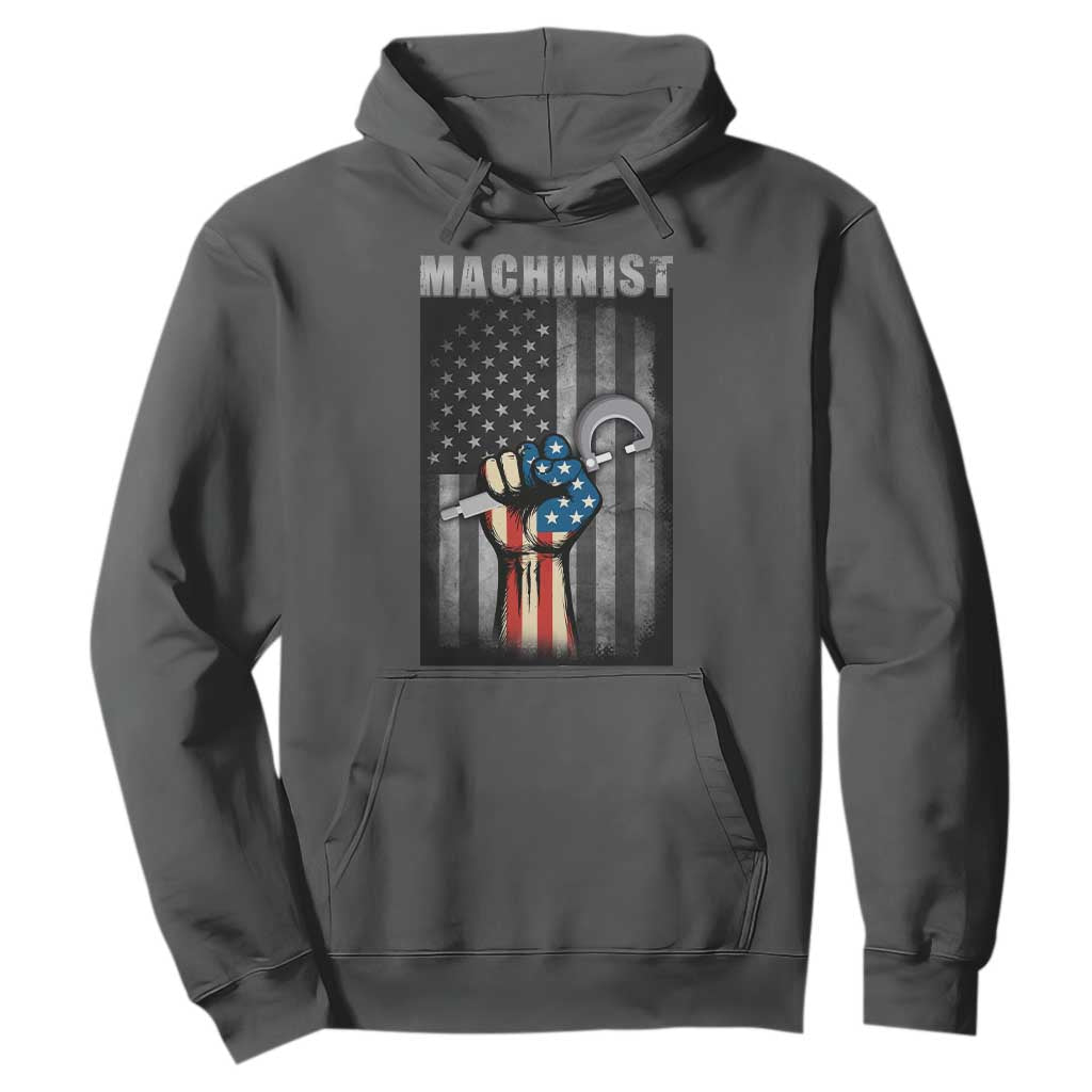 Machinist Patriotic US Flag Hoodie TS14 Dark Heather Print Your Wear