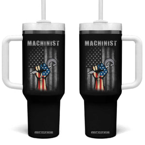 Machinist Patriotic US Flag Tumbler With Handle TS14 One Size: 40 oz Black Print Your Wear