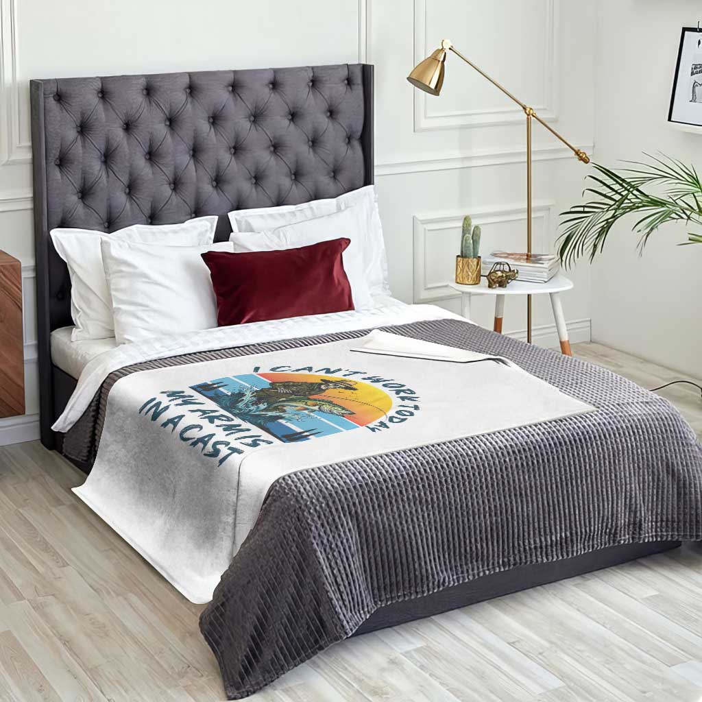 Funny Skeleton Camo Fishing Throw Blanket I Can Not Work Today My Arm Is In A Cast TS14 Print Your Wear