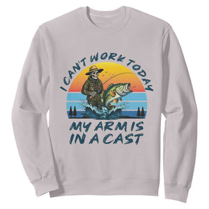 Funny Skeleton Camo Fishing Sweatshirt I Can Not Work Today My Arm Is In A Cast TS14 Ice Gray Print Your Wear