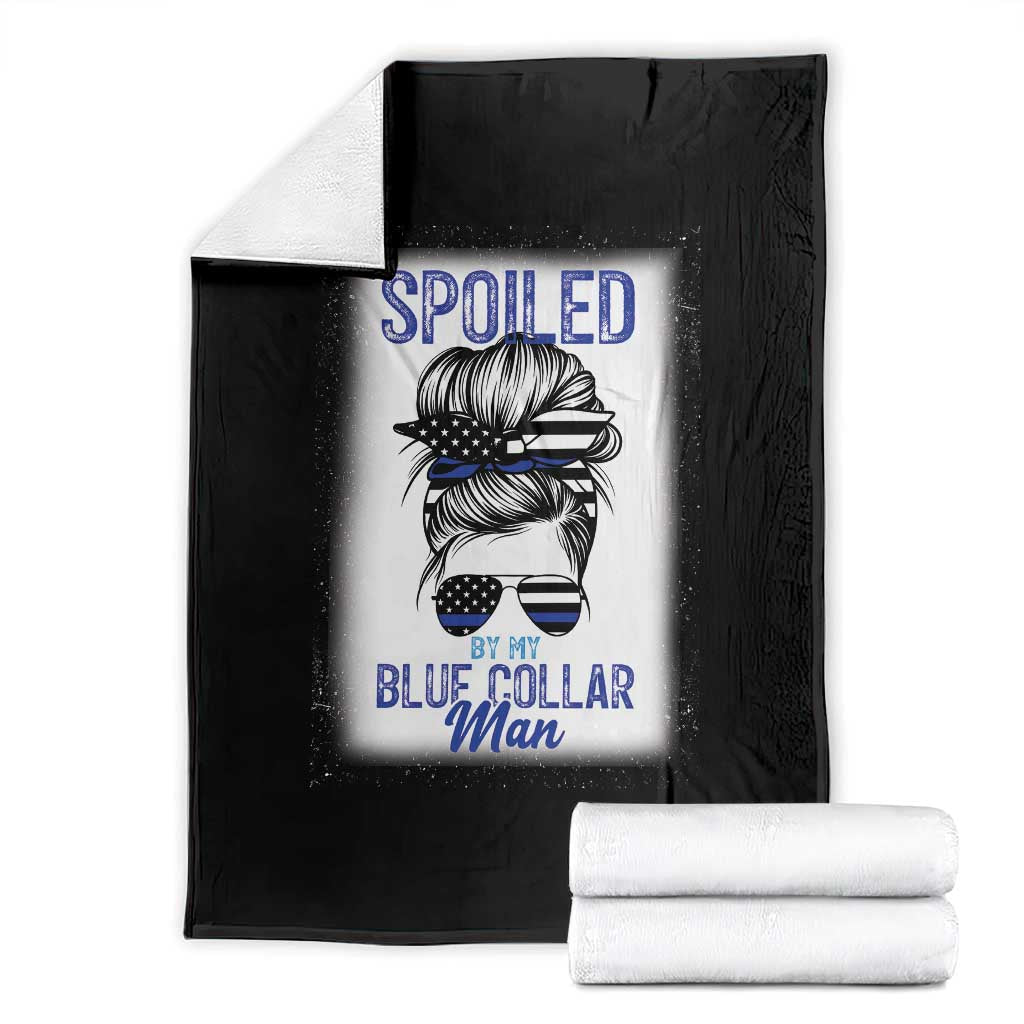 Blue Collar Wife Life Messy Bun Throw Blanket TS14 Black Print Your Wear