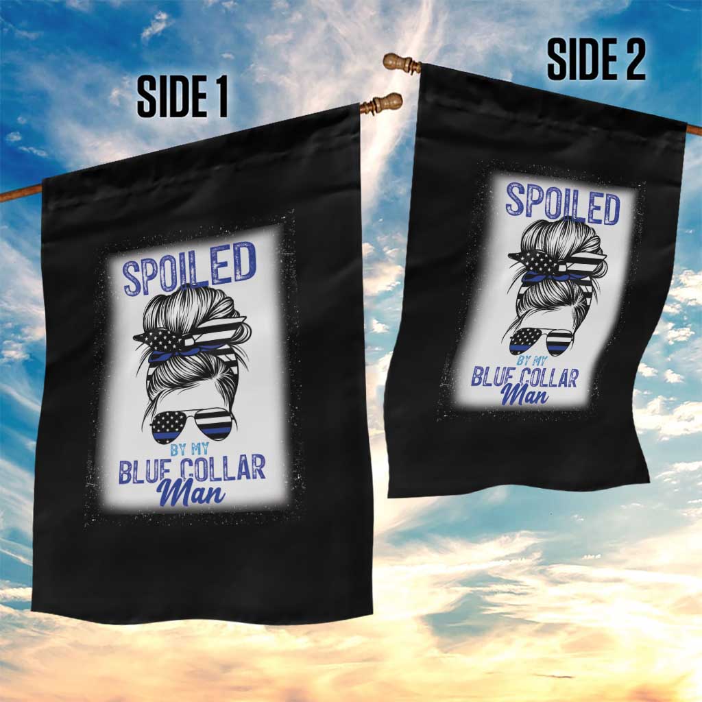 Blue Collar Wife Life Messy Bun Garden Flag TS14 Print Your Wear