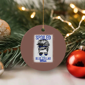 Blue Collar Wife Life Messy Bun Ceramic Ornament TS14 1pc Mocha Print Your Wear