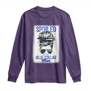 Blue Collar Wife Life Messy Bun Long Sleeve Shirt TS14 Purple Print Your Wear
