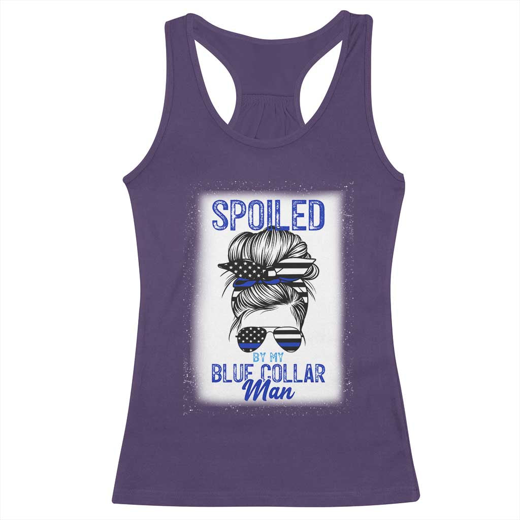 Blue Collar Wife Life Messy Bun Racerback Tank Top TS14 Purple Print Your Wear