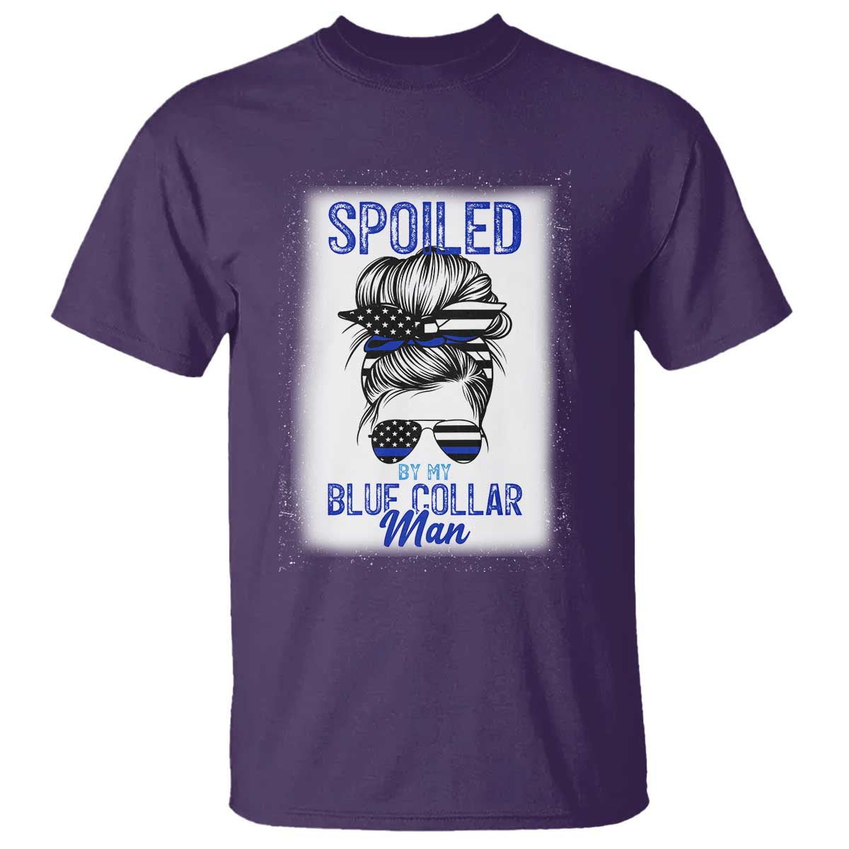 Blue Collar Wife Life Messy Bun T Shirt TS14 Purple Print Your Wear