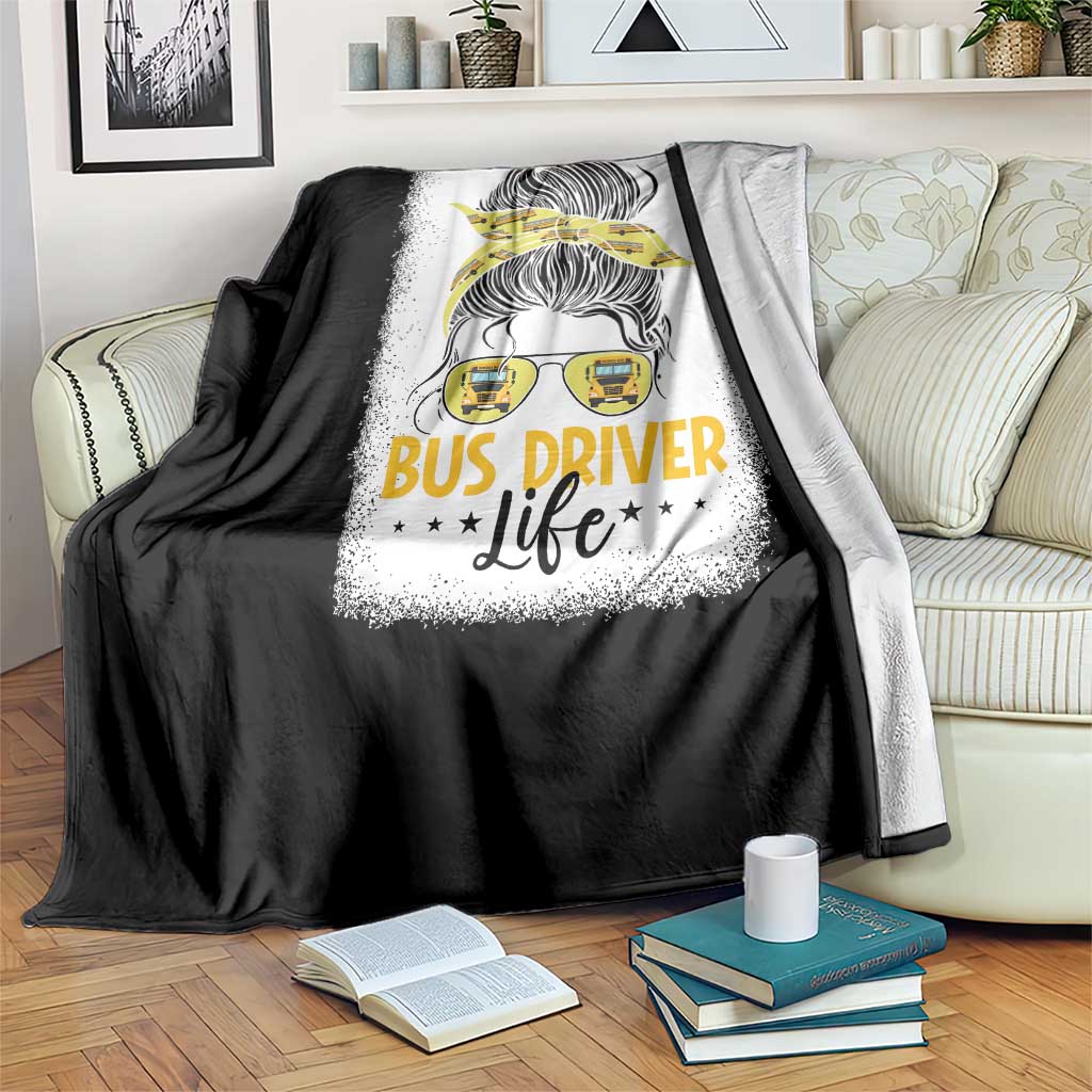 Messy Bun School Bus Driver Life Throw Blanket TS14 Print Your Wear