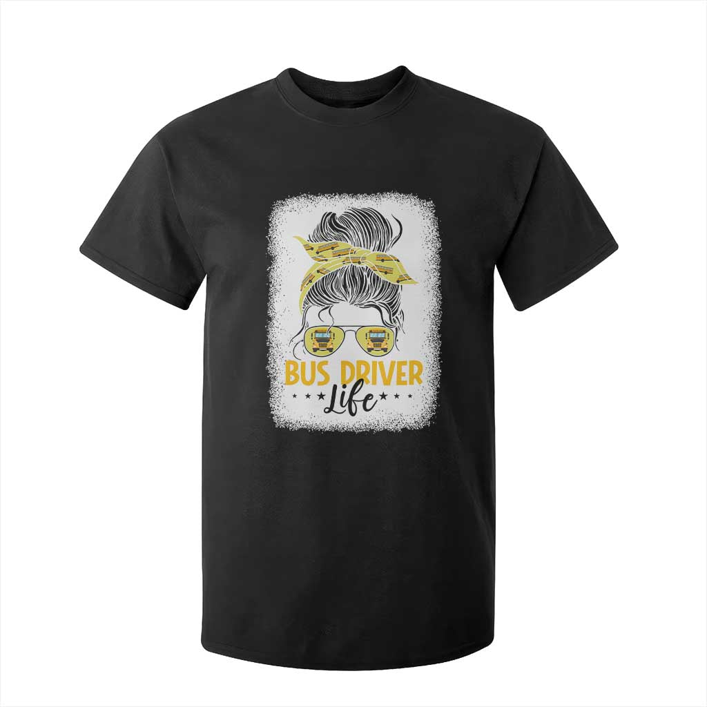 Messy Bun School Bus Driver Life T Shirt For Kid TS14 Black Print Your Wear