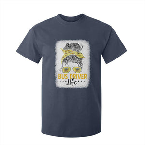 Messy Bun School Bus Driver Life T Shirt For Kid TS14 Navy Print Your Wear